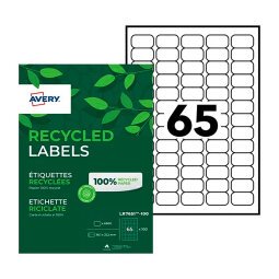 Boîte de 6500 étiquettes adresse Laser recyclées Blanc 38,1 x 21,2 mm LR7651-100