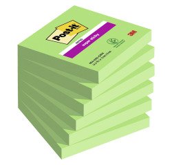 2+1 Confezioni Post-it super sticky Verde 76 x 76 mm 90 ff 6 unità 1 confezione in omaggio