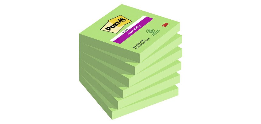2+1 Confezioni Post-it super sticky Verde 76 x 76 mm 90 ff 6 unità 1 confezione in omaggio