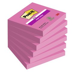 2+1 Confezioni Post-it super sticky Rosa neon 76 x 76 mm 90 ff 6 unità 1 confezione in omaggio