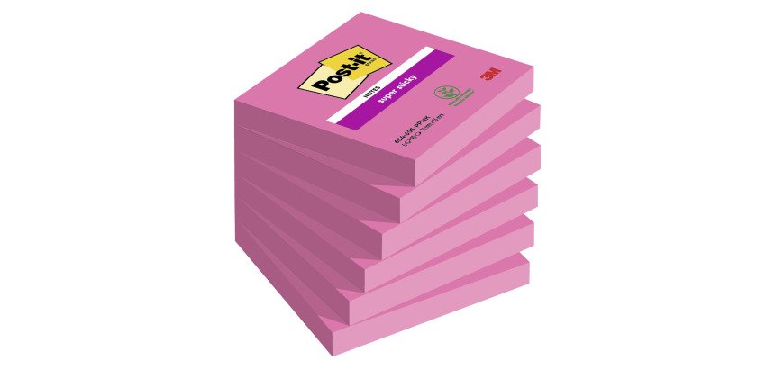 2+1 Confezioni Post-it super sticky Rosa neon 76 x 76 mm 90 ff 6 unità 1 confezione in omaggio