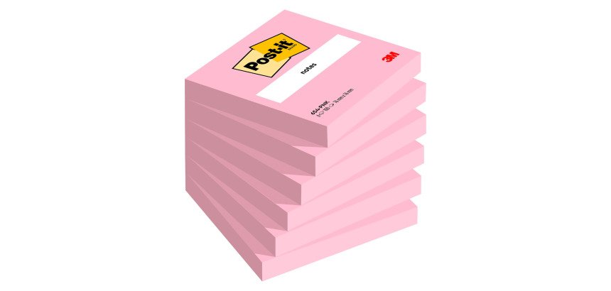 2+1 Confezioni Post-it adesivo standard rosa 76 x 76 mm 100 ff 6 unità 1 confezione in omaggio