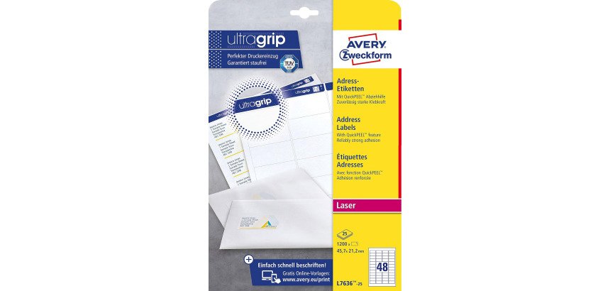 Etiquette d'adresse, 45,7 x 21,2 mm, blanc