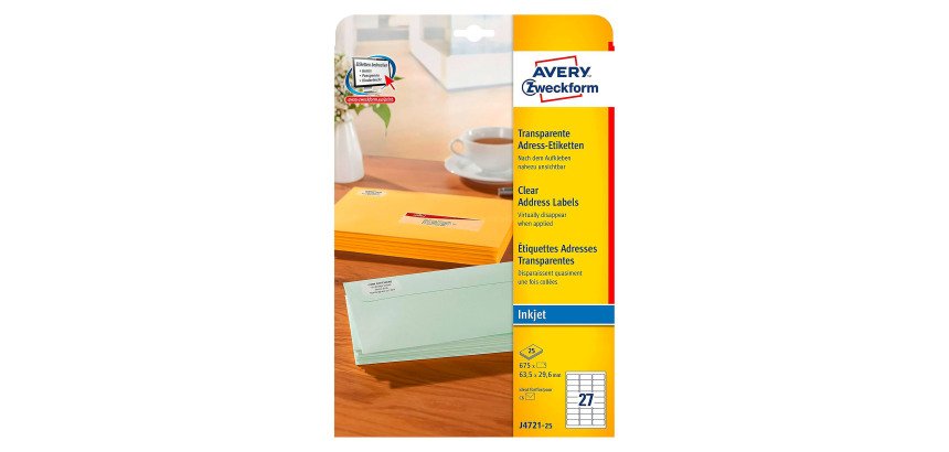 Etiquette d'adresse, transp., 63,5 x 29,6 mm