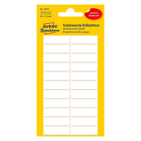 Etiquette multi-usage 32 x 10 mm blanc - Pochette de 132