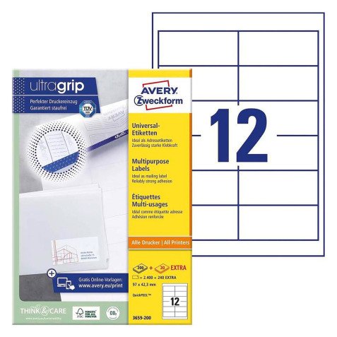 Etiquette universelle, 97 x 42,3 mm, blanc