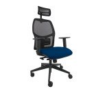 Sedia ergonomica Q3 Unisit con poggiatesta, schienale in rete nero, seduta colorata