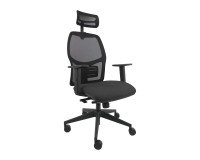 Sedia ergonomica Q3 Unisit con poggiatesta, schienale in rete nero, seduta colorata