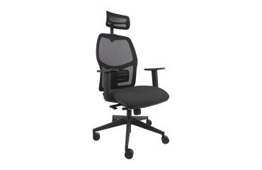 Sedia ergonomica Q3 Unisit con poggiatesta, schienale in rete nero, seduta colorata