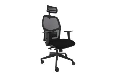 Sedia ergonomica Q3 Unisit con poggiatesta, schienale in rete nero, seduta colorata