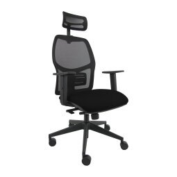 Sedia ergonomica Q3 Unisit con poggiatesta, schienale in rete nero, seduta colorata