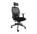 Sedia ergonomica Q3 Unisit con poggiatesta, schienale in rete nero, seduta colorata