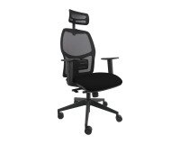 Sedia ergonomica Q3 Unisit con poggiatesta, schienale in rete nero, seduta colorata