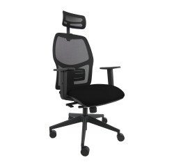 Sedia ergonomica Q3 Unisit con poggiatesta, schienale in rete nero, seduta colorata