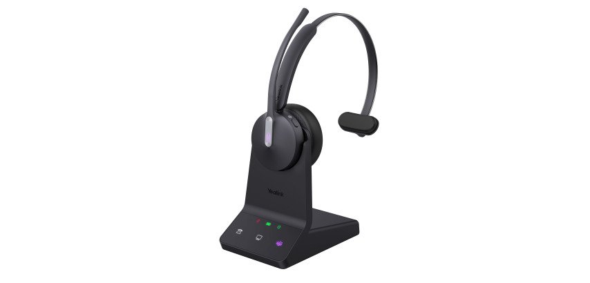 Wireless mono Yealink WH64 Teams headset with base