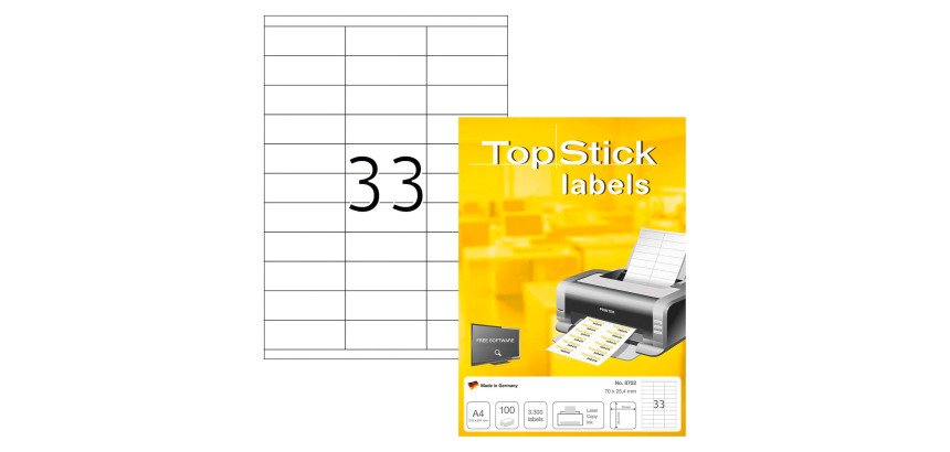 Etiquette universelle, 70 x 25,4 mm, blanc