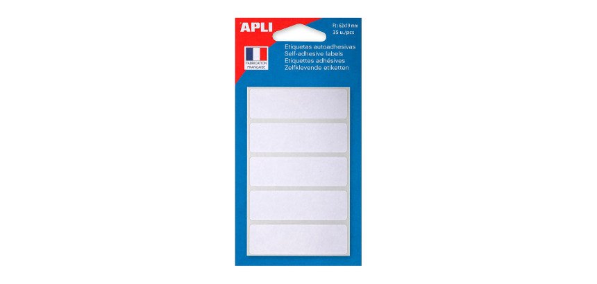 Etiquette multi-usage 19 x 62 mm blanc - Pochette de 35