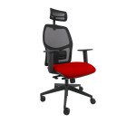 Sedia ergonomica Q3 Unisit con poggiatesta, schienale in rete nero, seduta colorata