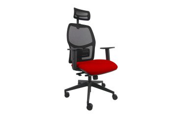Sedia ergonomica Q3 Unisit con poggiatesta, schienale in rete nero, seduta colorata
