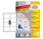 Avery Zweckform 4782, étiquettes universelles, Ultragrip, blanc, 25+5 feuilles, 97 x 67,7 mm