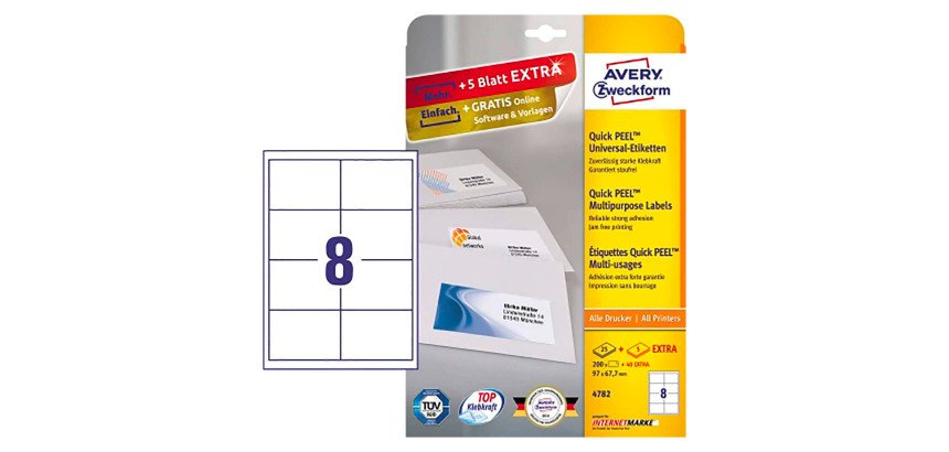 Etiquette universelle, 97 x 67,7 mm, blanc