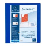 Classeur 4 anneaux plastifié Exacompta Kreacover® personnalisable A4 maxi - Dos 7,5 cm bleu