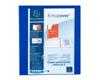 Classeur 4 anneaux plastifié Exacompta Kreacover® personnalisable A4 maxi - Dos 7,5 cm bleu
