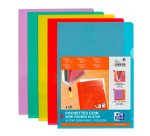 Chemise coin plastique Oxford M Star A4 PVC lisse 15/100e coloris assortis - Sachet de 10