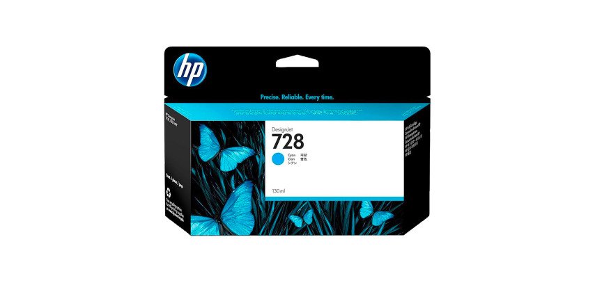 Cartouche d'encre HP 728 designjet originale - encre à colorants 130 ml - couleurs séparées