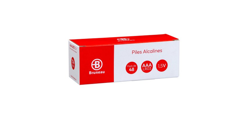 Bruneau - Pack de 48 piles Alcalines AAA/LR03 - 1,5