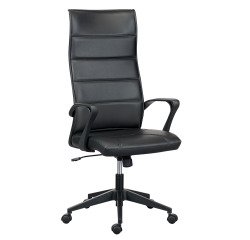 Bruneau Optyma faux leather office chair - with armrests - Centered tilting mechanism - Black base
