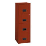 Aktenschrank mit 4 Schubladen, Terrakotta-Farbe.