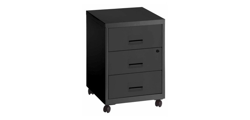 Mobile metal file cabinet with wheels Budget 3 drawers