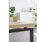 Bureau droit chêne clair L 160 x P 90 cm, piètement métal format carré - Milano