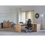 Bureau droit L 180 x P 90 cm, piètement plein bois - Milano