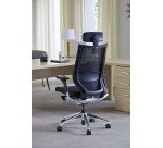 Fauteuil de bureau Fortis tissu et maille - avec accoudoirs, appui-tête, réglage profondeur d’assise et soutien lombaire - Mécanisme Synchrone + réglage profondeur d’assise