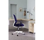 Chaise de bureau SHELL tissu et maille - Structure blanche - avec accoudoirs fixes - Mécanisme basculant centré - Pied blanc