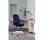 Chaise de bureau SHELL tissu et maille - Structure blanche - avec accoudoirs fixes - Mécanisme basculant centré - Pied blanc