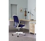 Chaise de bureau SHELL tissu et maille - Structure blanche - avec accoudoirs fixes - Mécanisme basculant centré - Pied blanc