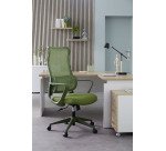 Chaise de bureau LINO - tissu et maille - avec accoudoirs, appui-tête et soutien lombaire - Mécanisme Basculant centré - Pied nylon