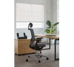 Chaise de Bureau ZOLPEE tissu et maille - avec accoudoirs, appui-tête, réglable profondeur d'assise et soutien lombaire - Mécanisme Synchrone - Pieds aluminium