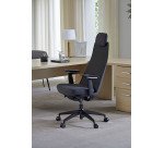 Chaise de bureau YUCATAN - Tissu et maille  - avec accoudoirs, appui-tête, réglage profondeur d'assise et soutien lombaire - Mécanisme Synchrone - Pieds noir