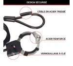 Câble antivol à clé avec menotte - 1m