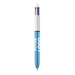 Stylo bille 4 couleurs BIC Shine publicitaire pointe 1 mm - écriture moyenne - marquage 1 couleur