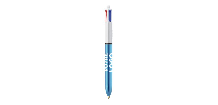 Ballpoint pen 4 colors BIC Shine advertising 1 mm tip - medium writing - 1 color marking