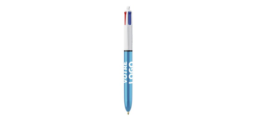 Stylo bille 4 couleurs BIC Shine publicitaire pointe 1 mm - écriture moyenne - marquage 1 couleur