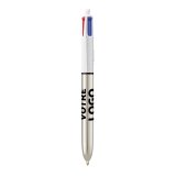 Stylo bille 4 couleurs BIC Shine publicitaire pointe 1 mm - écriture moyenne - marquage 1 couleur
