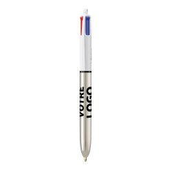 Stylo bille 4 couleurs BIC Shine publicitaire pointe 1 mm - écriture moyenne - marquage 1 couleur