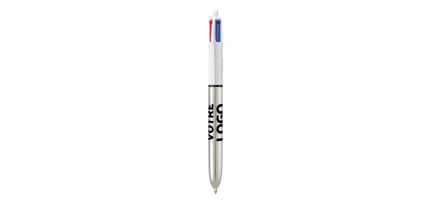 Stylo bille 4 couleurs BIC Shine publicitaire pointe 1 mm - écriture moyenne - marquage 1 couleur