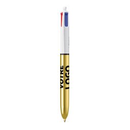 Stylo bille 4 couleurs BIC Shine publicitaire pointe 1 mm - écriture moyenne - marquage 1 couleur